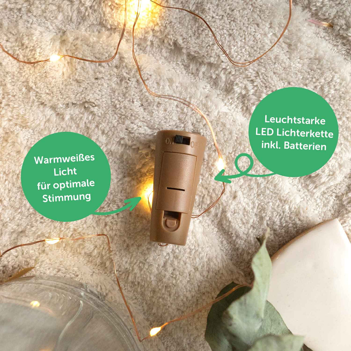 LED-Flaschenlicht „Weihnachtsbaum“ – UV-Druck & Lichterkette