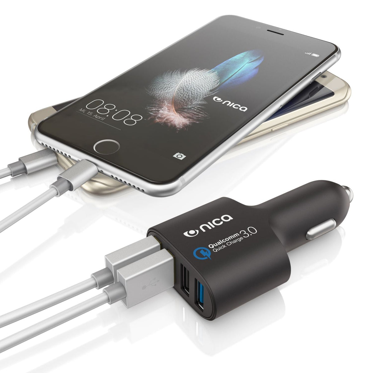 4-Port USB Auto-Ladegerät mit Quick Charge 3.0 – 12/24 V
