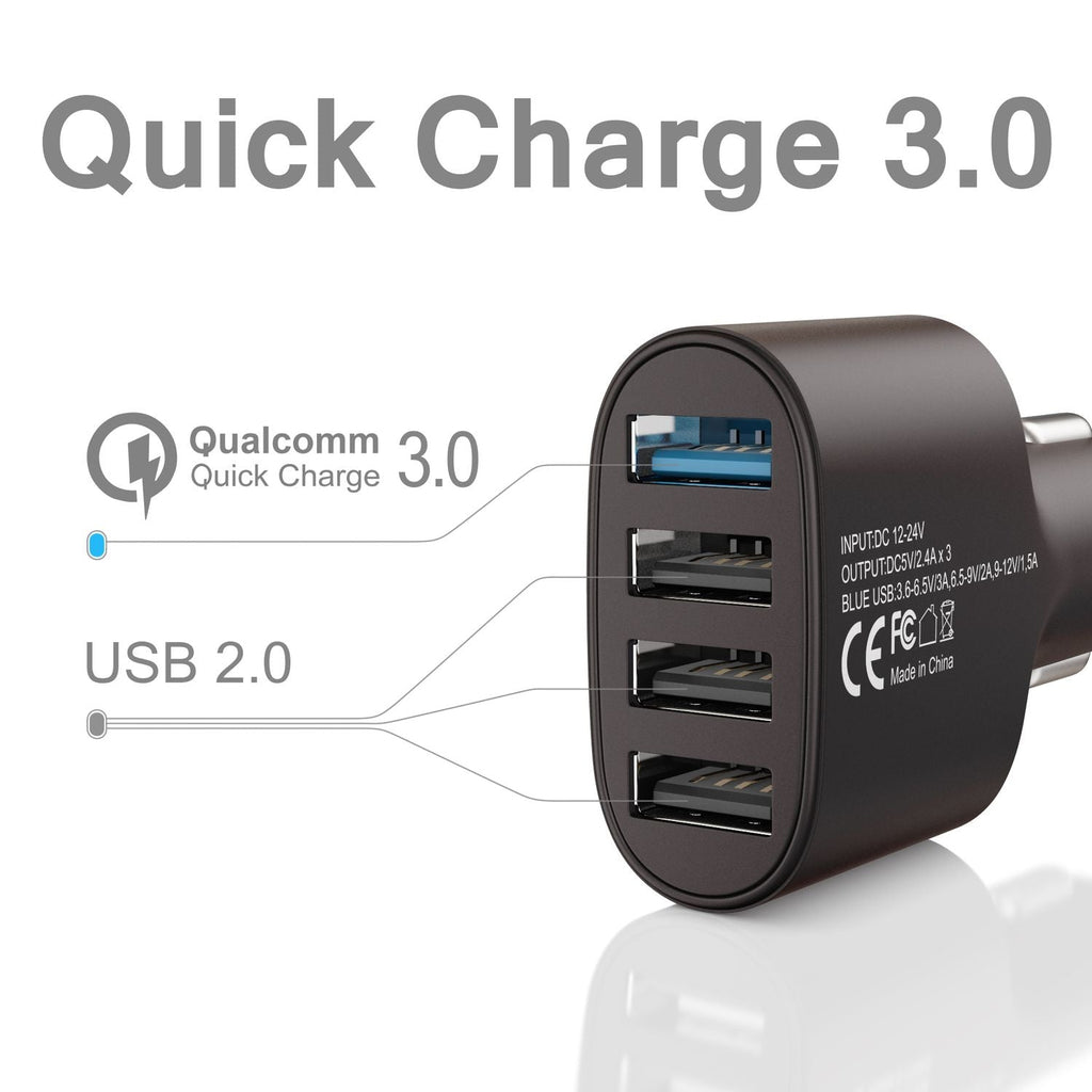 4-Port USB Auto-Ladegerät mit Quick Charge 3.0 – 12/24 V