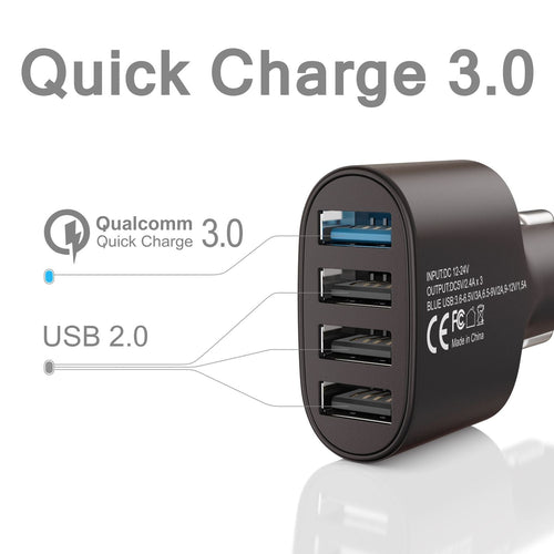 4-Port USB Auto-Ladegerät mit Quick Charge 3.0 – 12/24 V