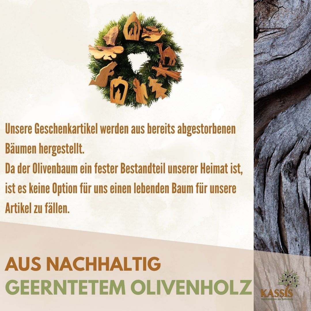 Olivenholz-Baumschmuck 10er-Set – handgefertigte Weihnachtsanhänger