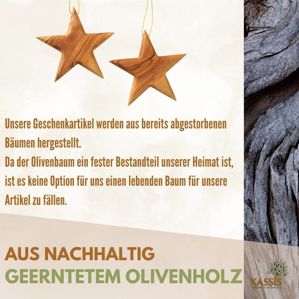 Olivenholz-Sternanhänger 8 cm – handgefertigt, ohne Gravur