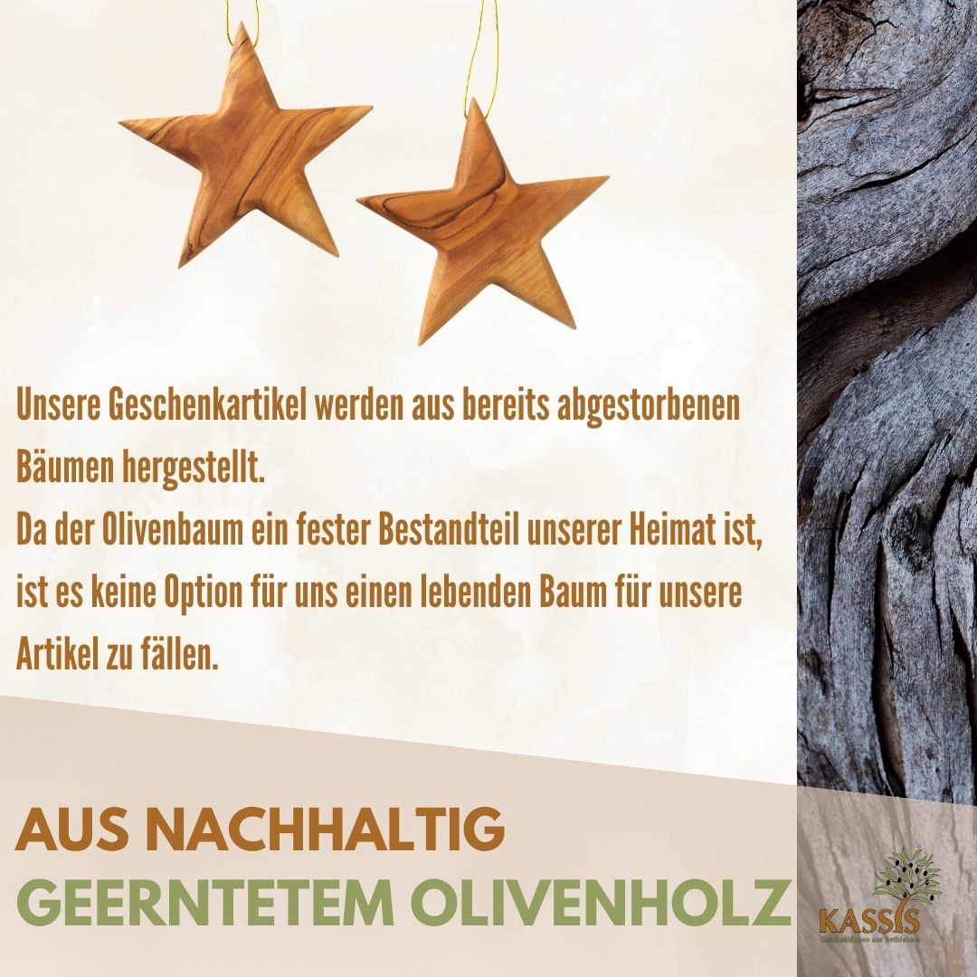 Olivenholz-Sternanhänger 8 cm – handgefertigt, ohne Gravur