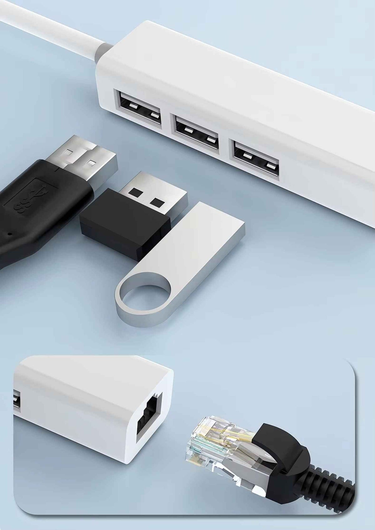 USB-C Hub mit RJ45 LAN & 3× USB-A – 10/100 Mbit/s