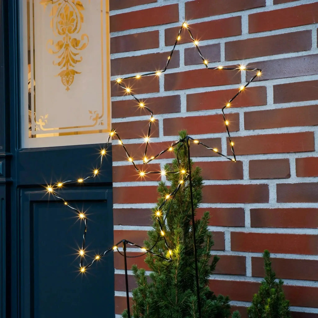LED-Gartenstecker 2 Sterne – 98,5 cm, 50 LEDs & Timer