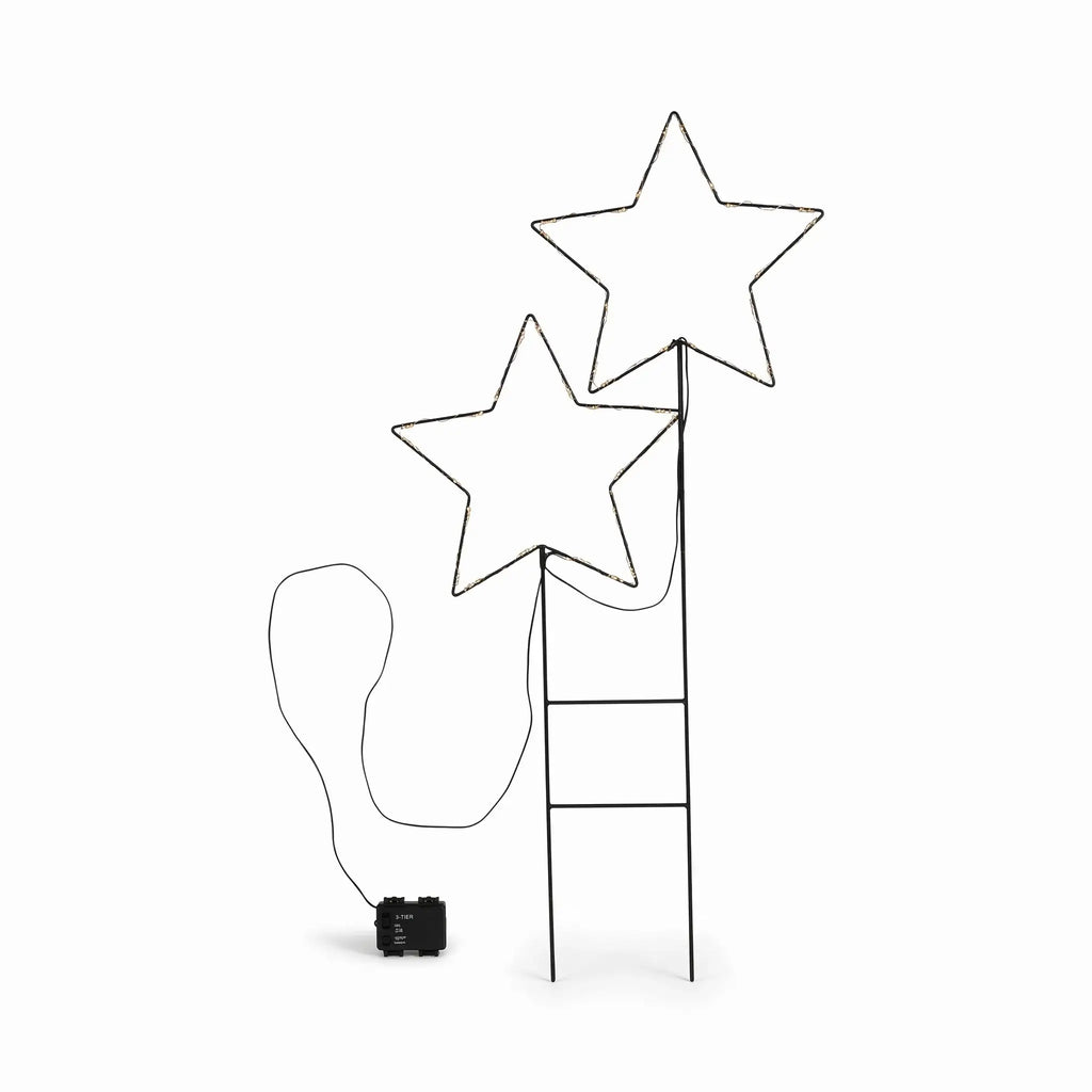 LED-Gartenstecker 2 Sterne – 98,5 cm, 50 LEDs & Timer
