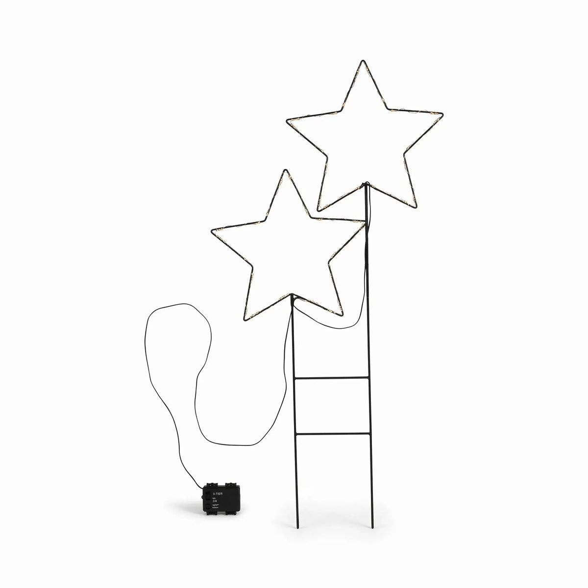 LED-Gartenstecker 2 Sterne – 98,5 cm, 50 LEDs & Timer