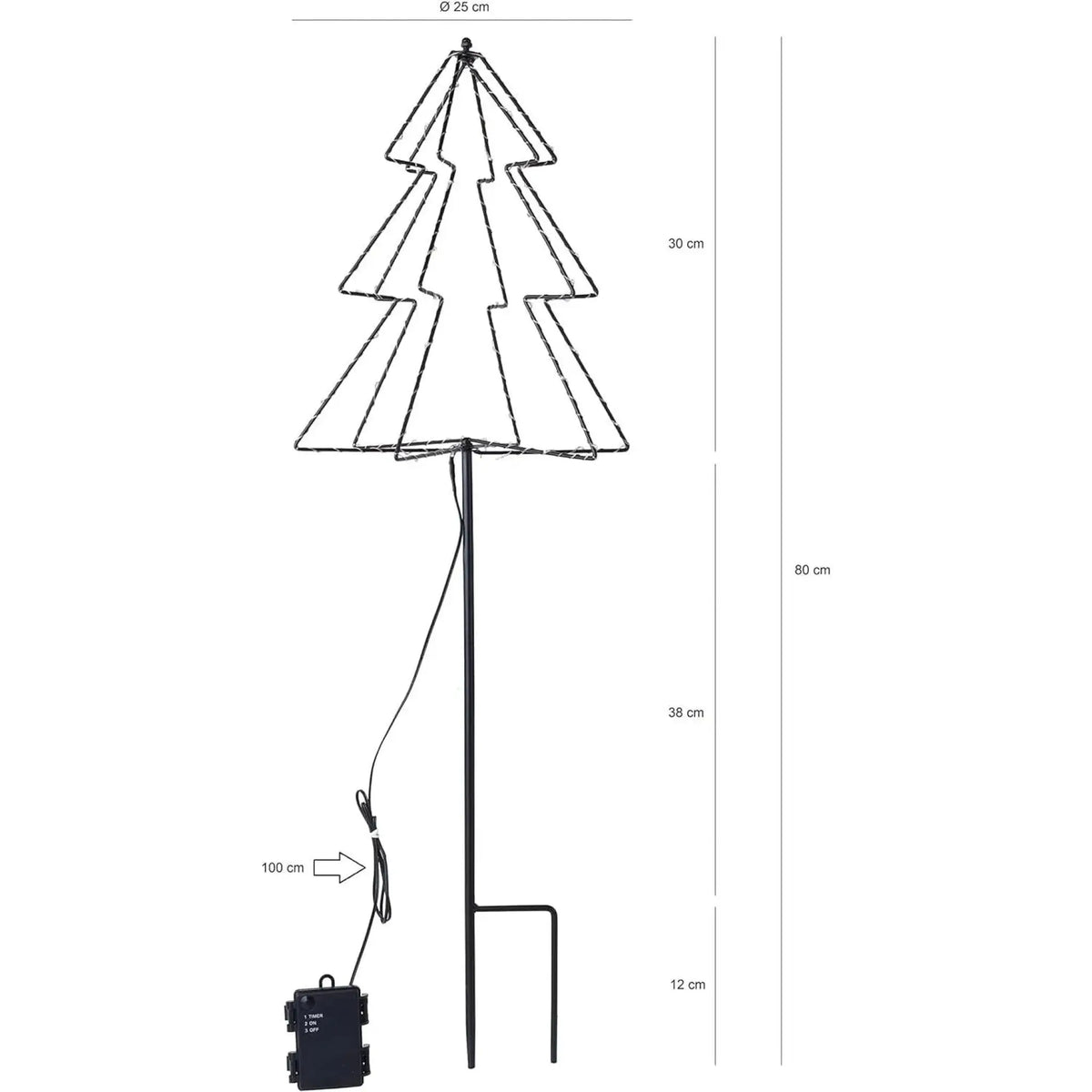 LED-Gartenstecker Tannenbaum – 80 cm, 52 LEDs & Timer