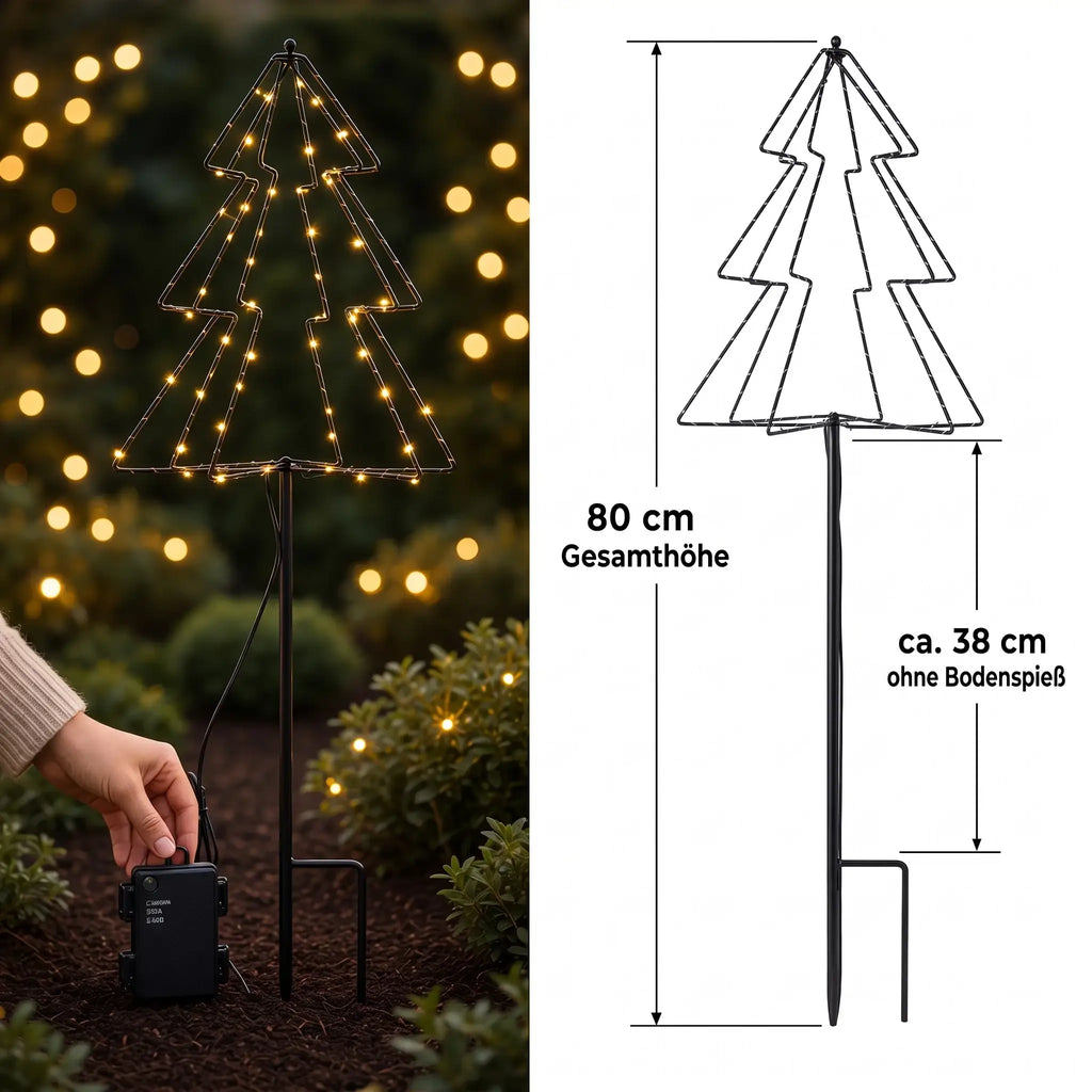 LED-Gartenstecker Tannenbaum – 80 cm, 52 LEDs & Timer