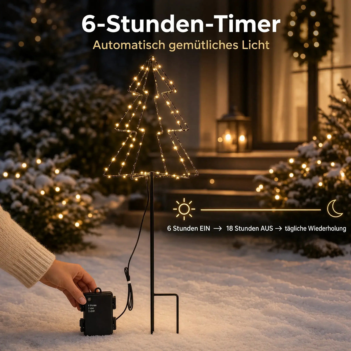 LED-Gartenstecker Tannenbaum – 80 cm, 52 LEDs & Timer