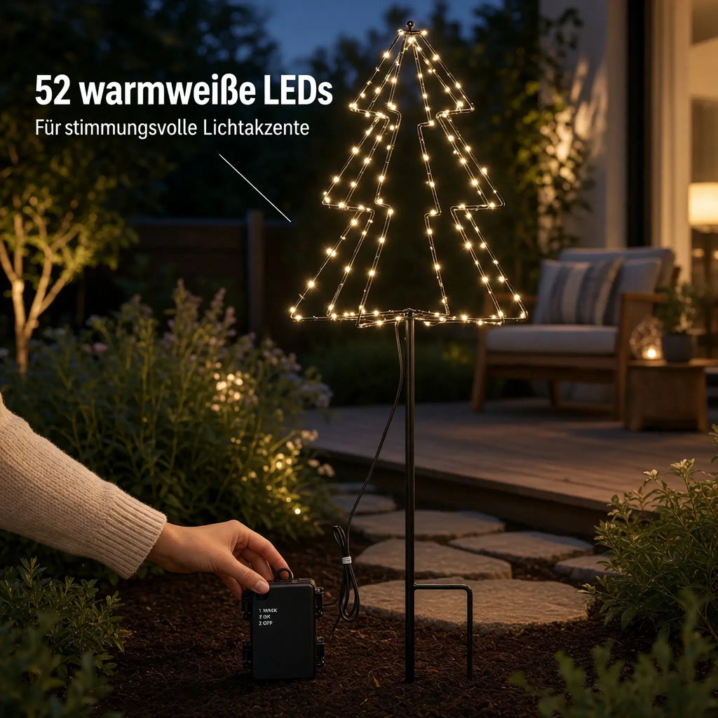 LED-Gartenstecker Tannenbaum – 80 cm, 52 LEDs & Timer