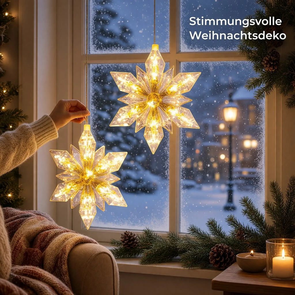 LED-Weihnachtssterne 2er-Set – 24 cm, warmweiß mit Timer