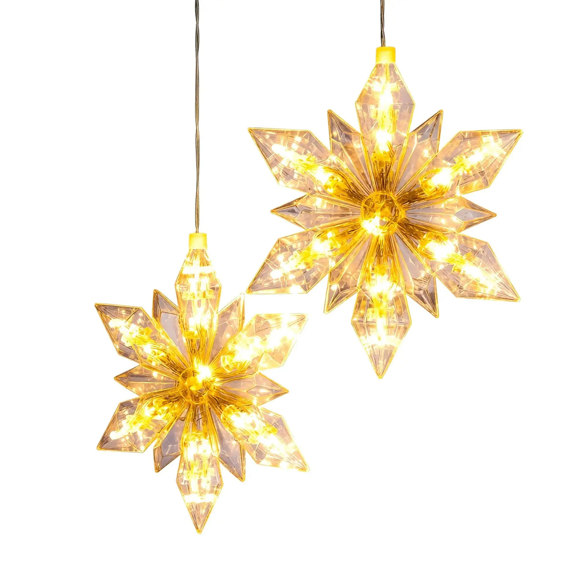 LED-Weihnachtssterne 2er-Set – 24 cm, warmweiß mit Timer