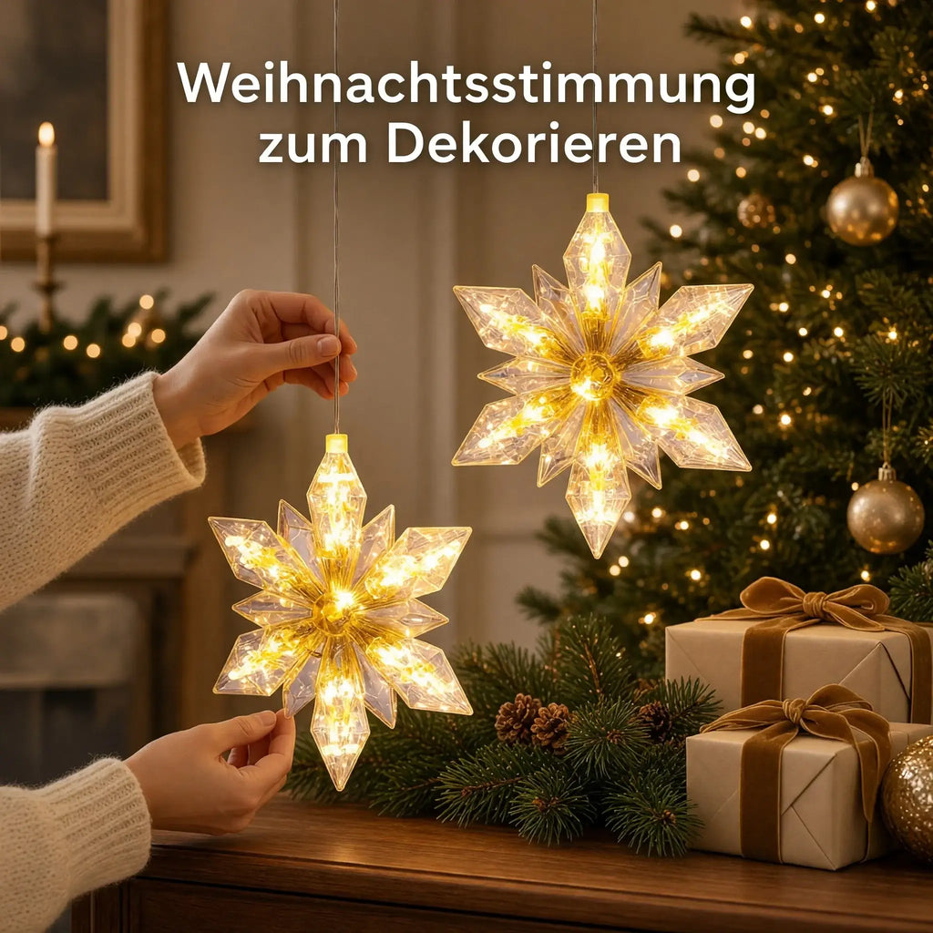 LED-Weihnachtssterne 2er-Set – 24 cm, warmweiß mit Timer