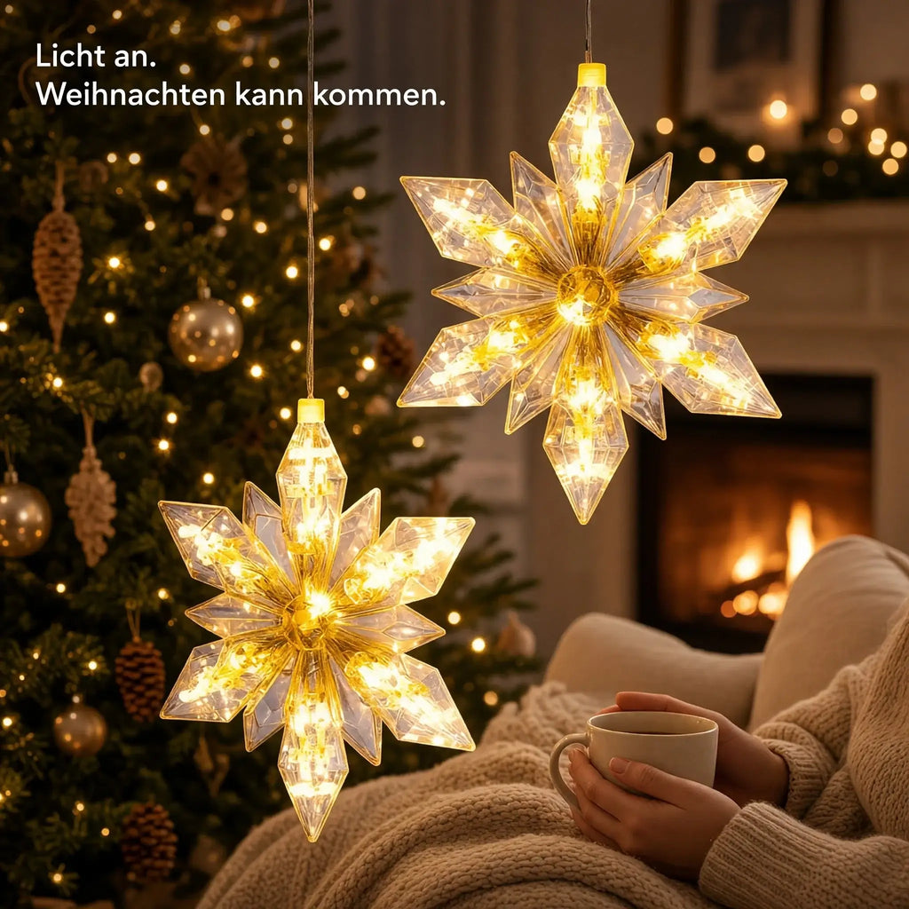 LED-Weihnachtssterne 2er-Set – 24 cm, warmweiß mit Timer