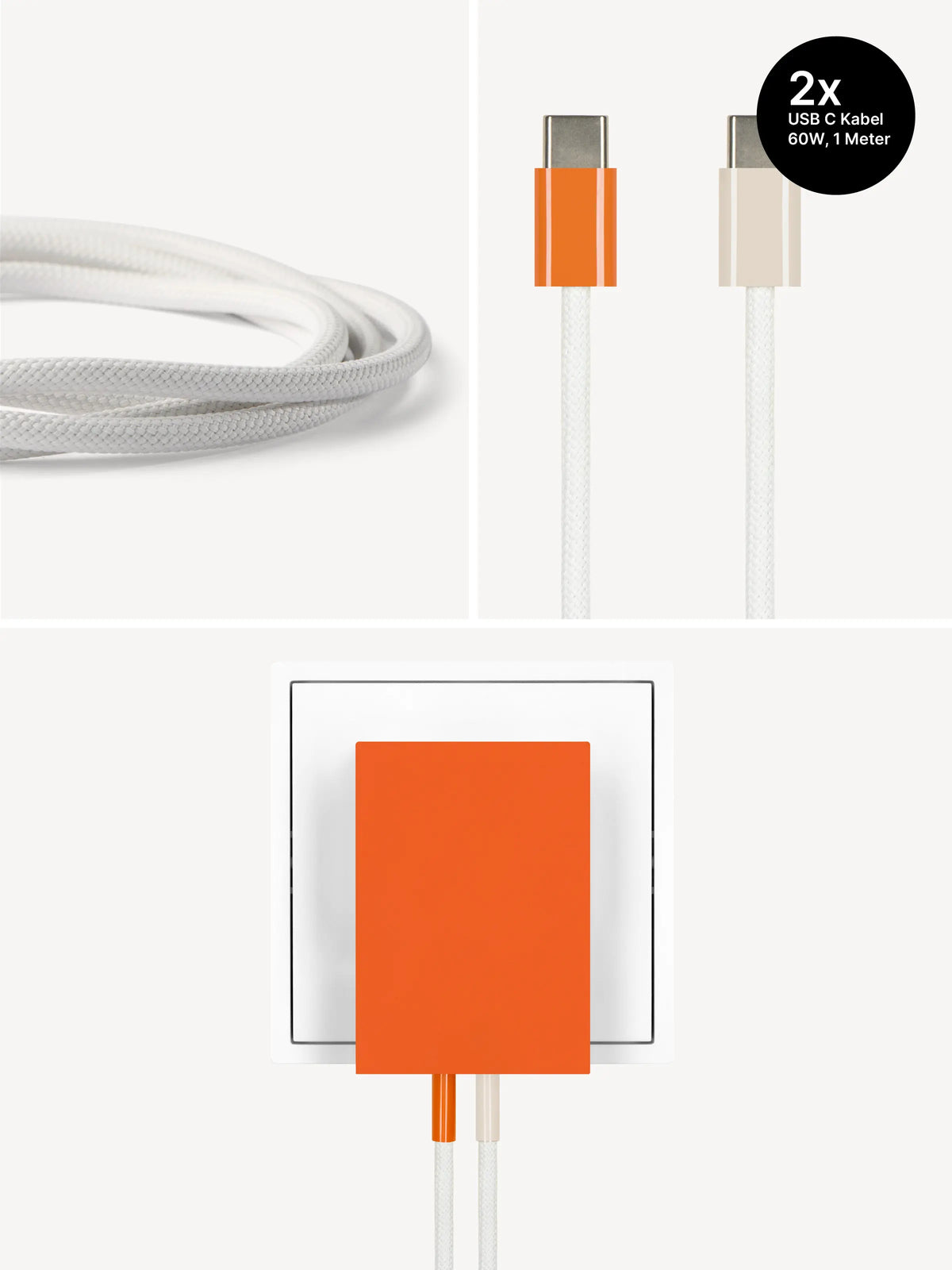 REDUCT edge.65 USB-C-Ladeset – 65 W & Kabel in Autumn + Dune