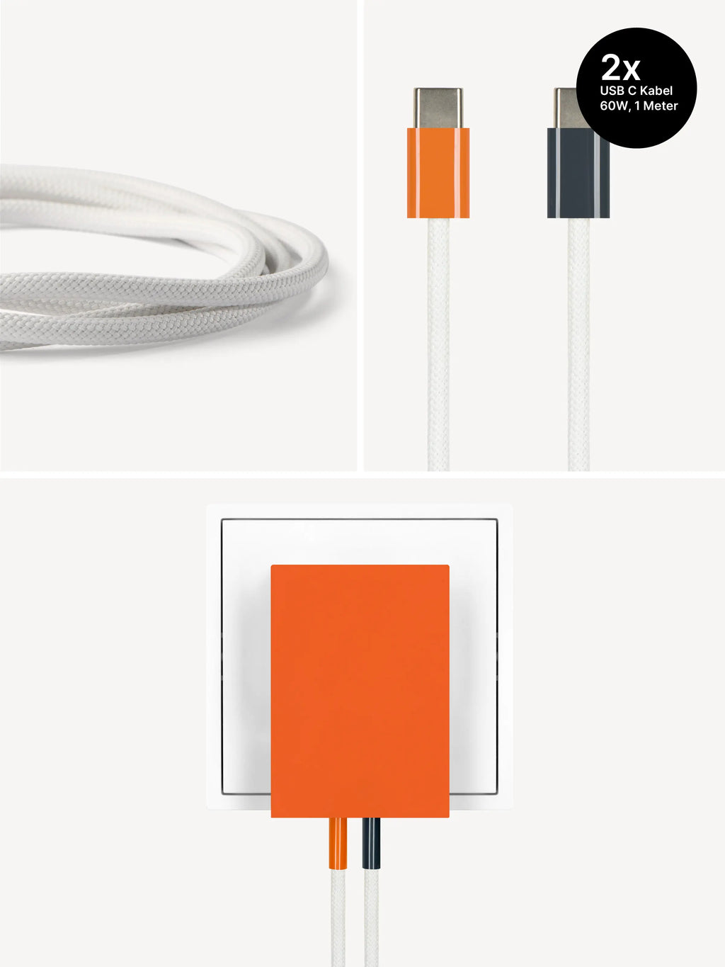 REDUCT edge.65 USB-C-Ladeset – 65 W & Kabel in Autumn + Midnight