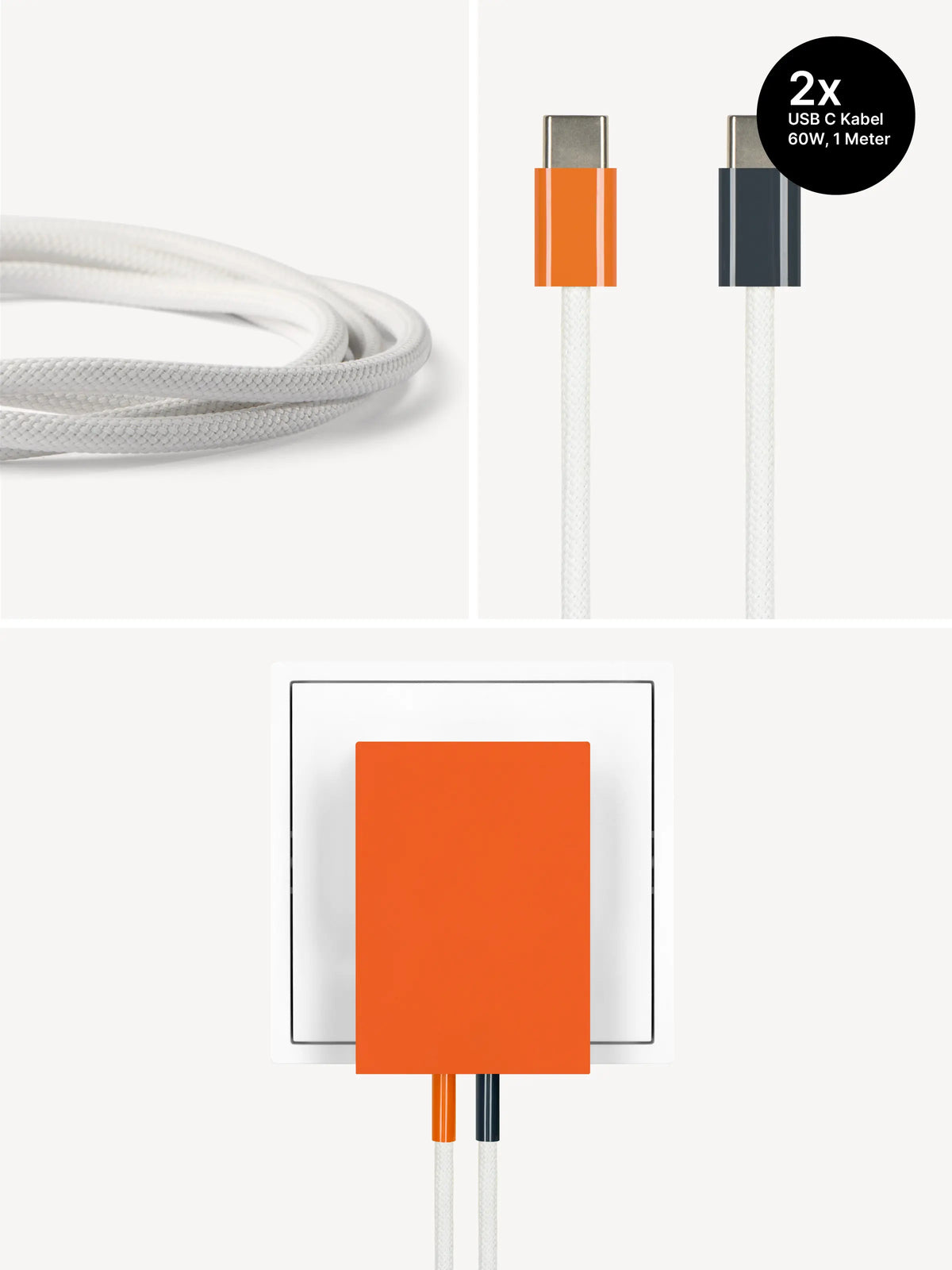 REDUCT edge.65 USB-C-Ladeset – 65 W & Kabel in Autumn + Midnight