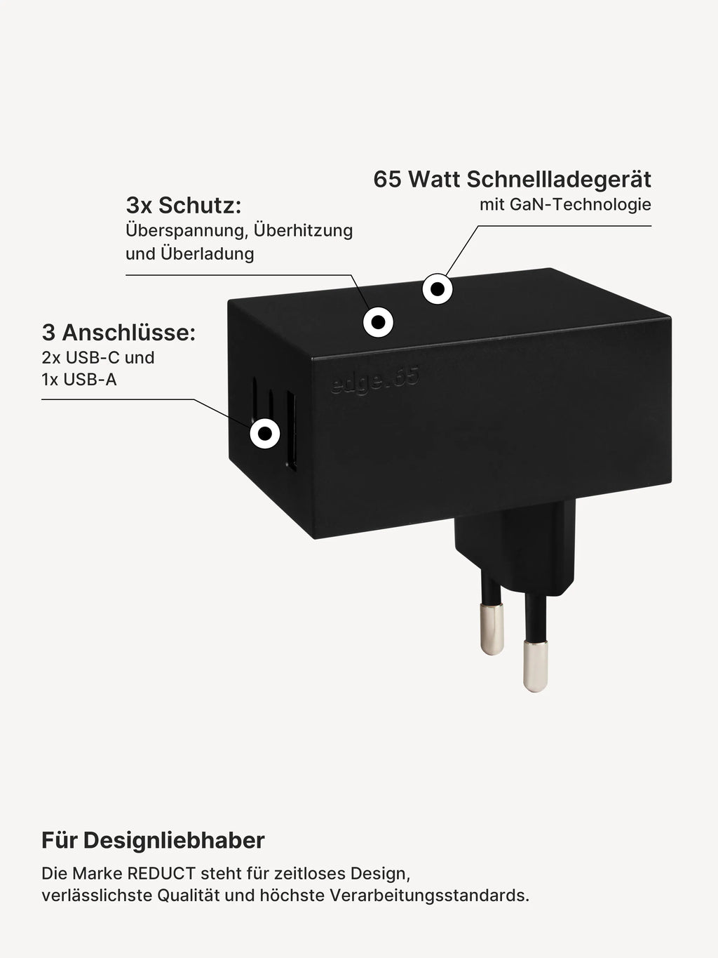 REDUCT edge.65 USB-C-Ladeset – 65 W & Kabel in Autumn + Midnight