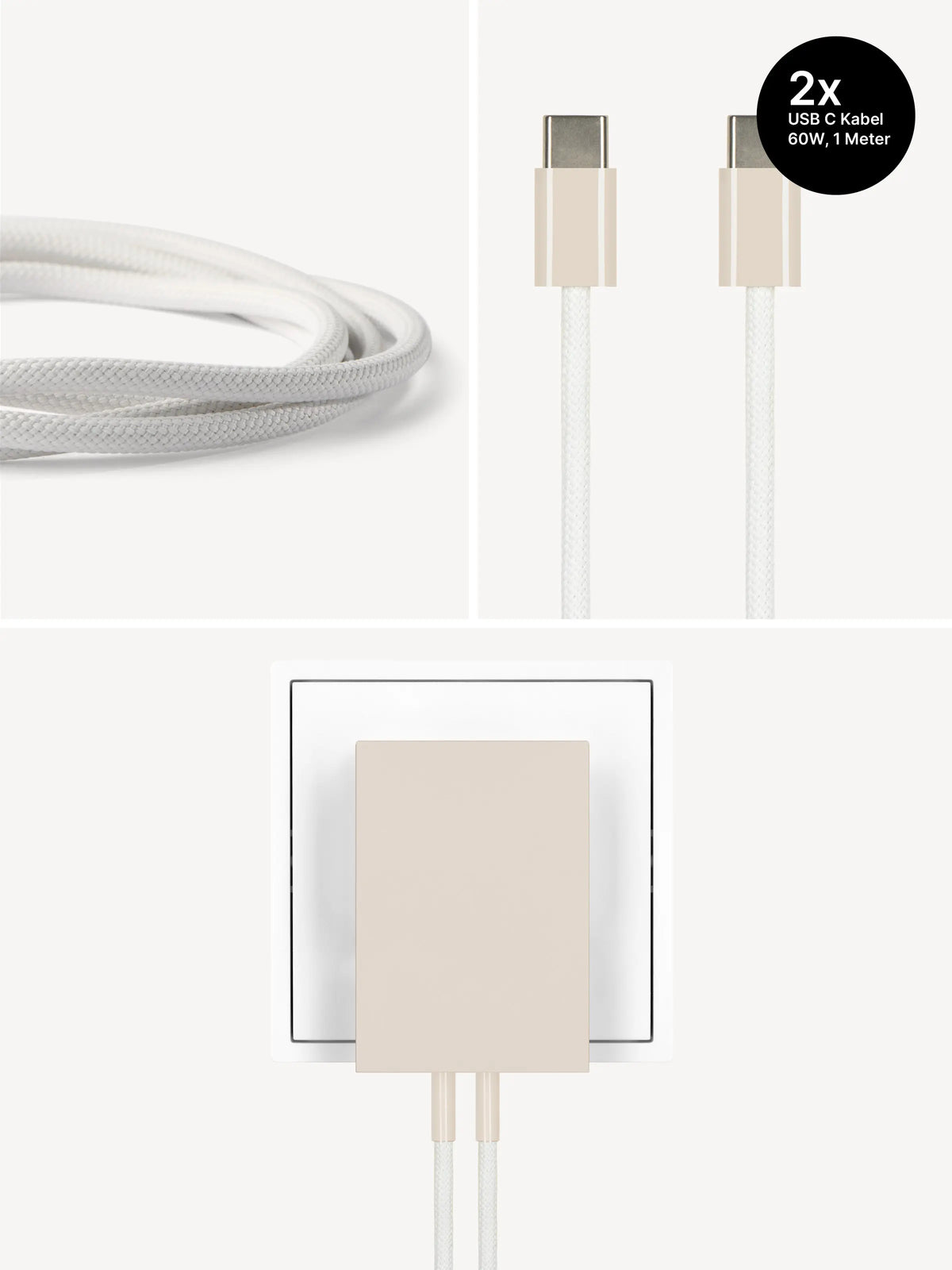 REDUCT edge.65 USB-C-Ladeset – 65 W & 2 Kabel in Dune