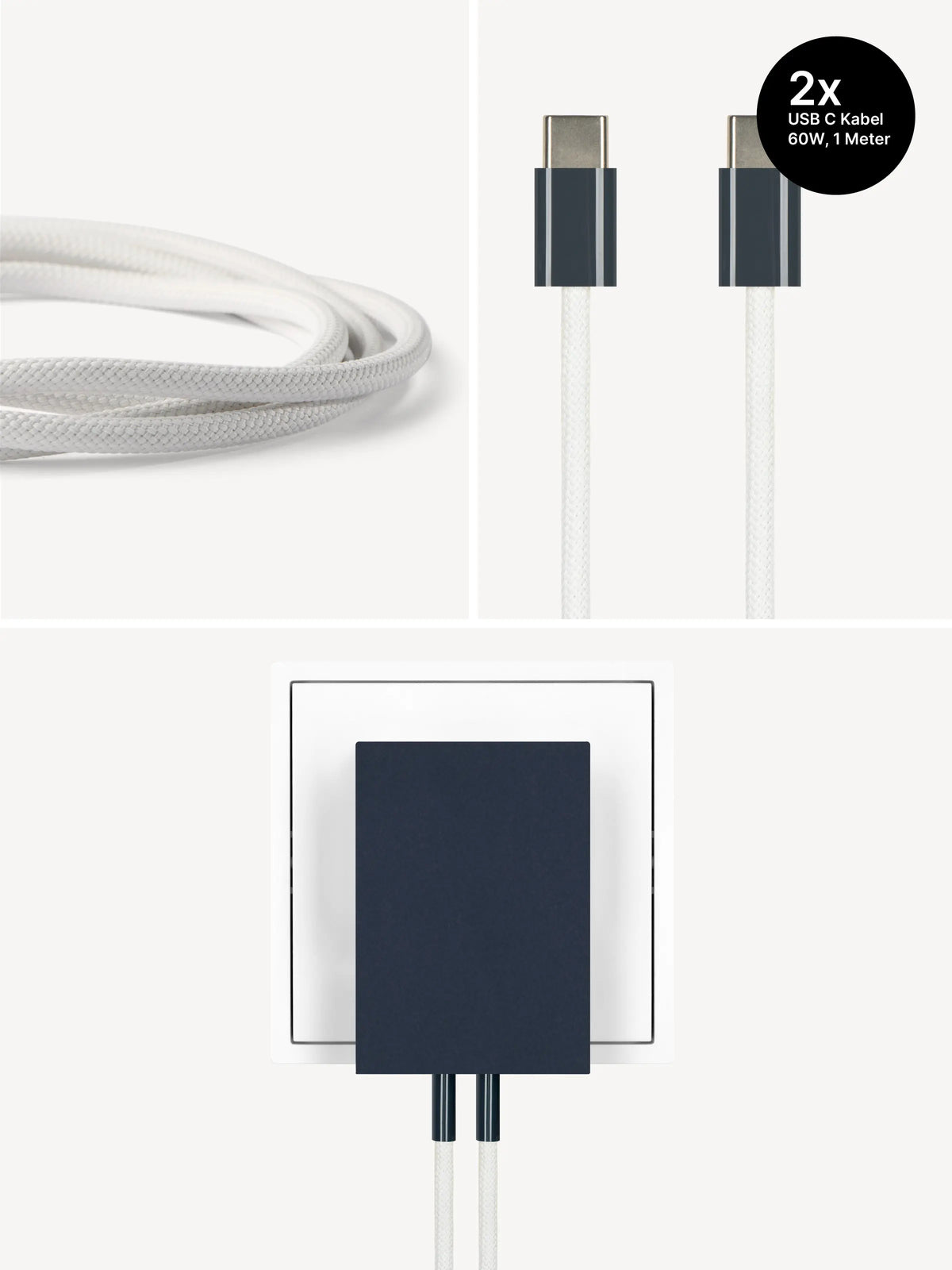 REDUCT edge.65 USB-C-Ladeset – 65 W & 2 Kabel in Midnight