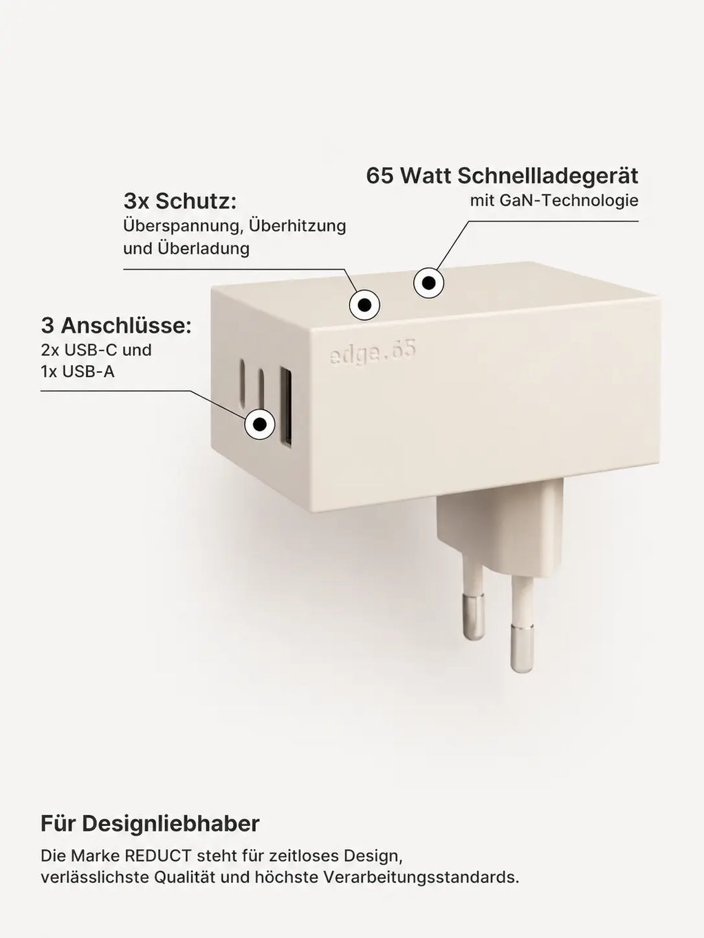 REDUCT edge.65 USB-Ladegerät – 65 W, Dune