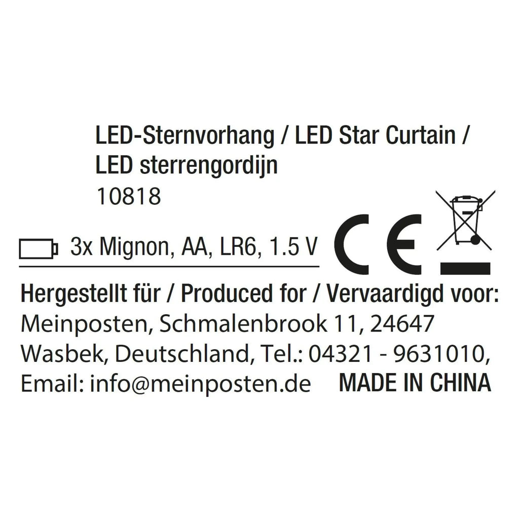 LED-Sternenvorhang 80 × 85 cm – 50 LEDs & 6h-Timer