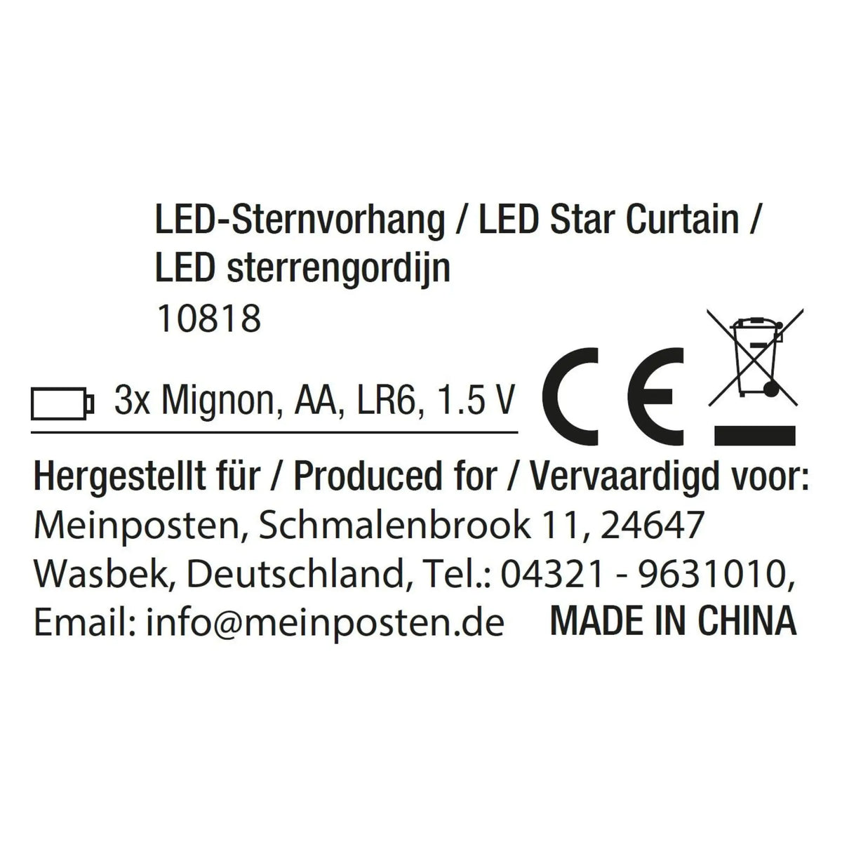 LED-Sternenvorhang 80 × 85 cm – 50 LEDs & 6h-Timer