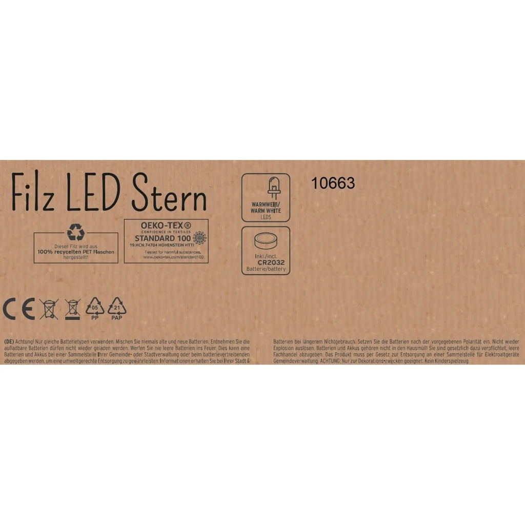 LED-Filzsterne 3er-Set – je 20 cm, Grau & Anthrazit