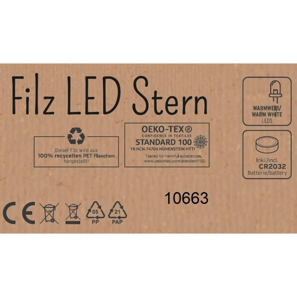 LED-Filzsterne 3er-Set – je 20 cm, Grau & Anthrazit