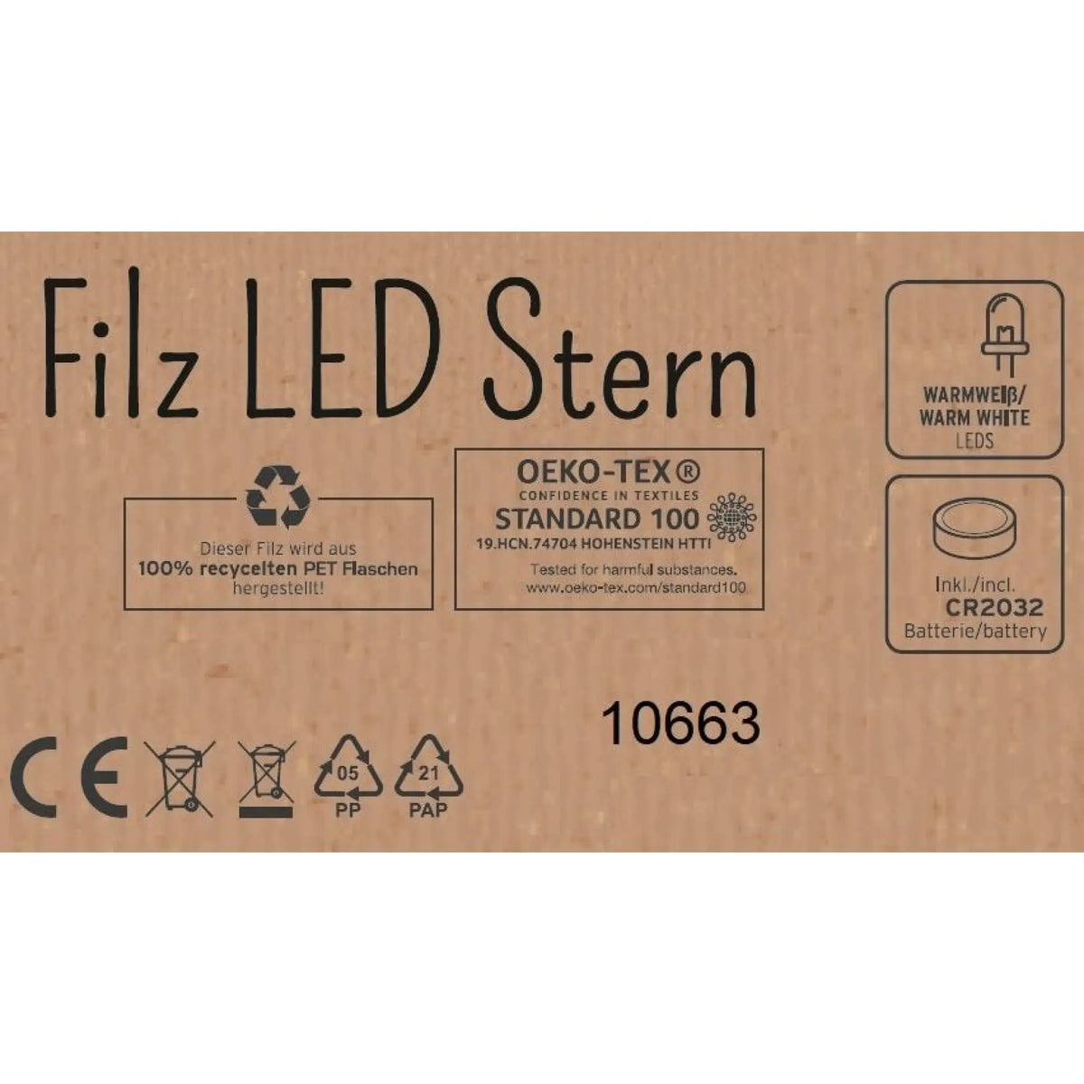 LED-Filzsterne 3er-Set – je 20 cm, Grau & Anthrazit